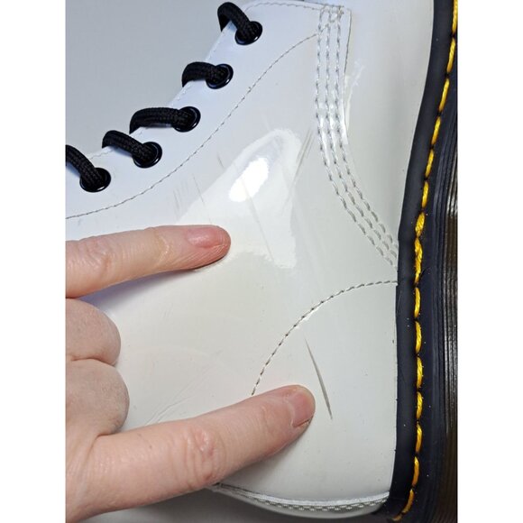 Dr. Martens White Patent Leather Boots 1460 Womens Size 7 Lace-Up NICE - Picture 10 of 11